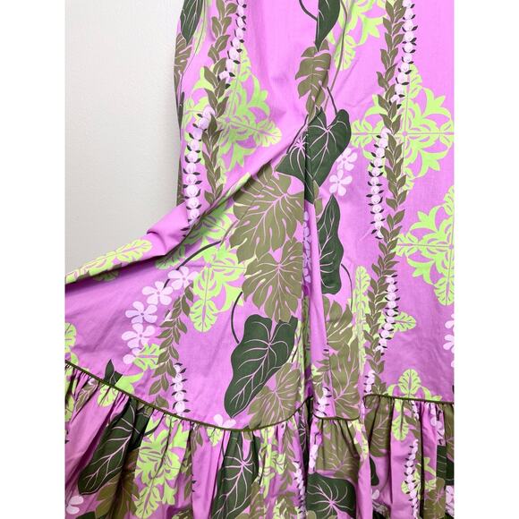T&L MUUMUU FACTORY Purple Tropical Ruffle MuuMuu Dress Size L 11/12 - Picture 16 of 16